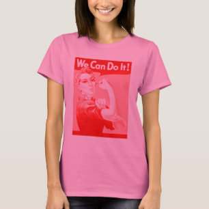 Camiseta Rosie cor-de-rosa o rebitador "nós podemos