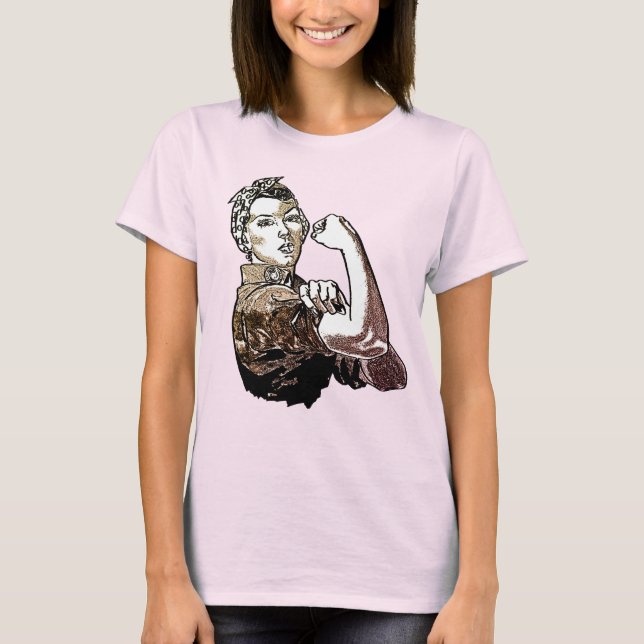 Camiseta Rosie-The-Riveter Feminista Linha Gráfica Art Brow (Frente)