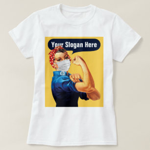 Camiseta Rosie The Riveter w/ Face Máscara - Adicionar Slo