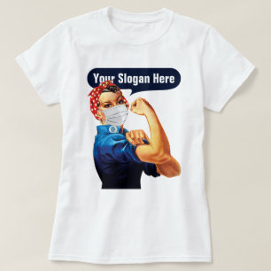 Camiseta Rosie The Riveter With Mask - Adicione Seu Própri