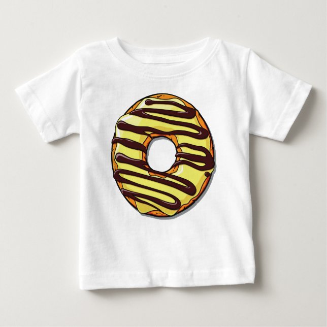 Camiseta Rosquinha amarela, avelã, chocolate, gelado, Glacé (Frente)