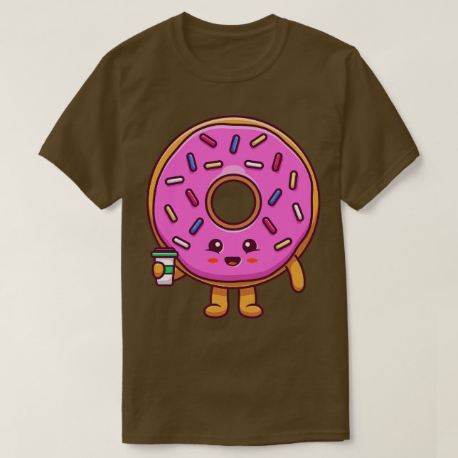 Camiseta Rosquinha-branca segurando café (Frente do Design)