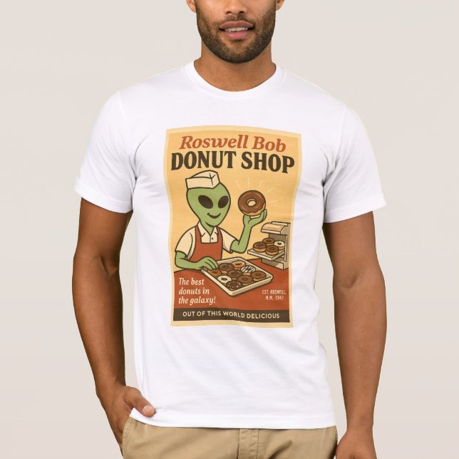 Camiseta Rosquinha Compro Aliens Roswell da década de 1950 (Frente)