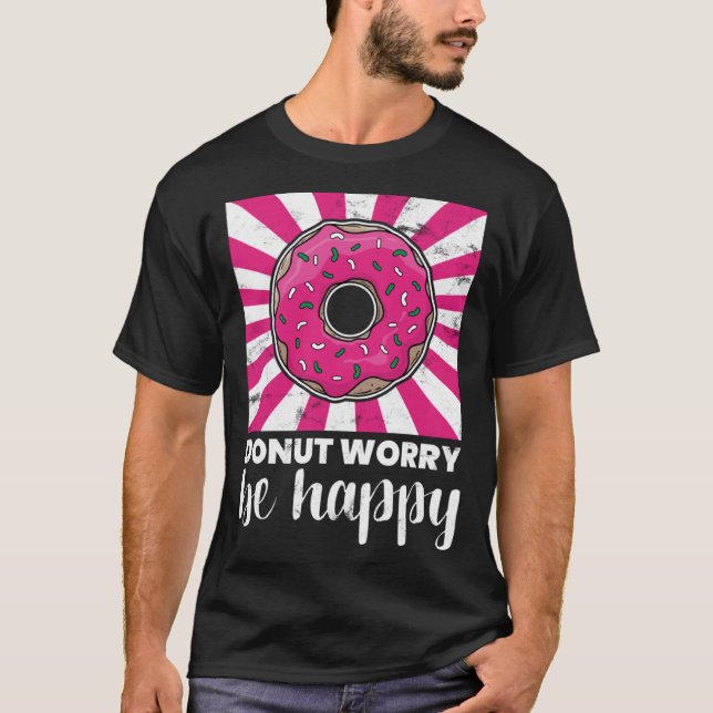 Camiseta Rosquinha De Baking Preocupada Seja Feliz Dourada (Frente)