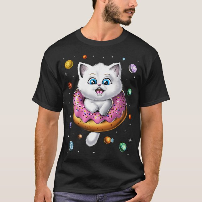 Camiseta Rosquinha Gato Espacial (Frente)