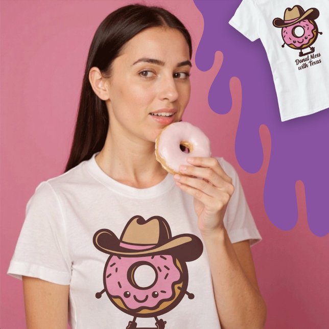 Camiseta Rosquinha Mess com saia-branca do Texas (Donut Mess with Texas Cute Shirt)