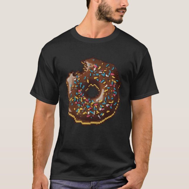 Camiseta Rosquinha Pixel 8 bits - Comida de borrifados de B (Frente)