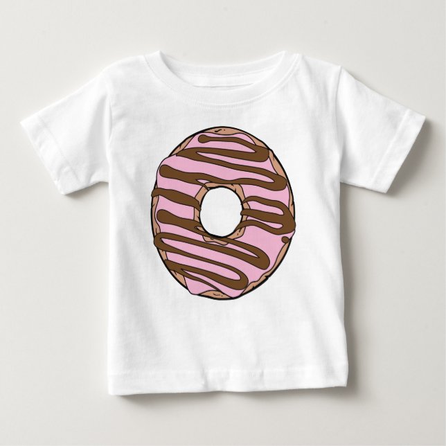 Camiseta Rosquinha Rosa, Castanho, Chocolate, Icagem, Glacé (Frente)