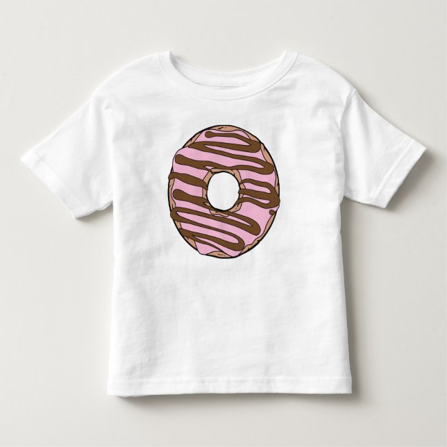 Camiseta Rosquinha Rosa, Castanho, Chocolate, Icagem, Glacé (Frente)
