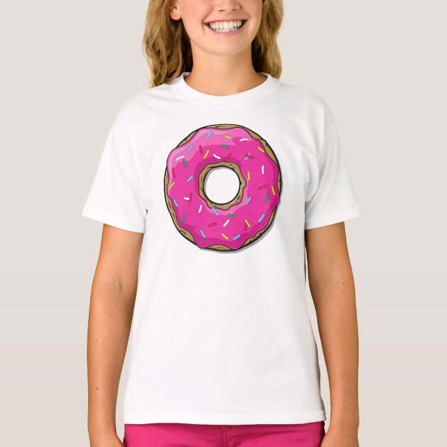 Camiseta Rosquinha Rosa, Nozes, Ícos, Prensas, Glacé (Frente)