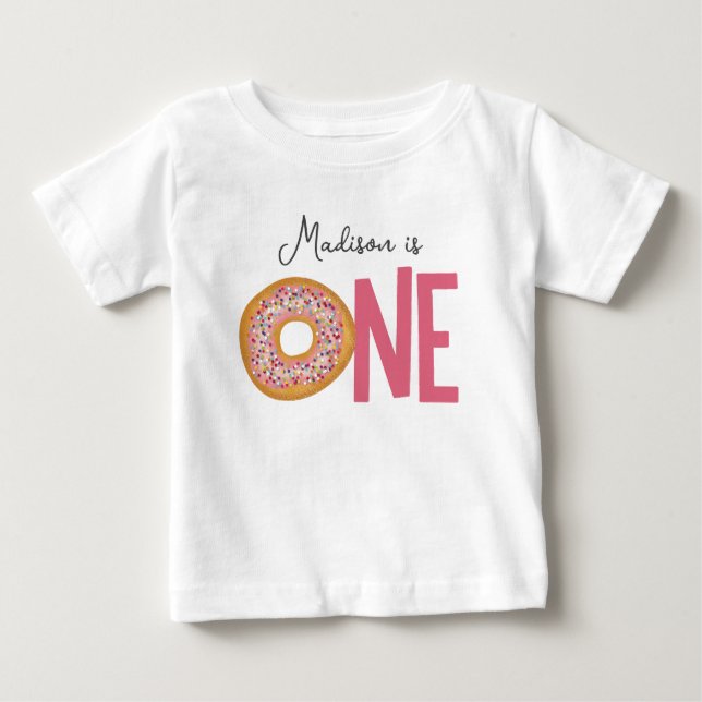 Camiseta Rosquinhas Coloridas Bonitas Um Primeiro Aniversár (Frente)