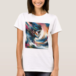 Camiseta rosto abstrato de mulher colorida