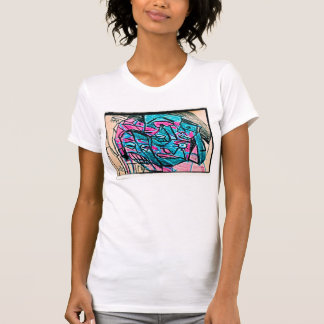 Camiseta rosto aqua abstrato