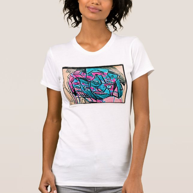 Camiseta rosto aqua abstrato (Frente)