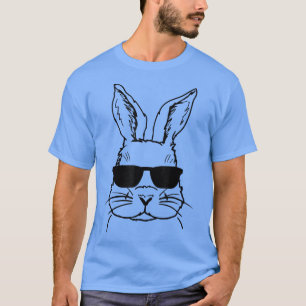 Camiseta Rosto Coelho Com Óculos De Sol Para Meninos Crianç