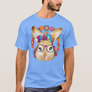 Camiseta Rosto Coelho Com Óculos Roxos Coelho De Páscoa