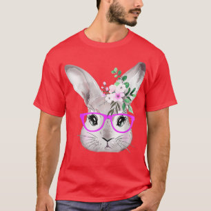 Camiseta Rosto Coelho Com Óculos Roxos Coelho De Páscoa
