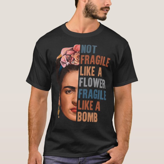 Camiseta rosto como uma flor pintura de Frida Kahlo para fã (Frente)