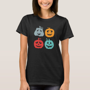 Camiseta Rosto de Abóbora Fantasia Preguiçosa de Halloween