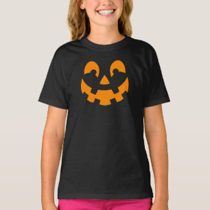 Camiseta Rosto de Abóbora Laranja Simples em Silhueta no Ha