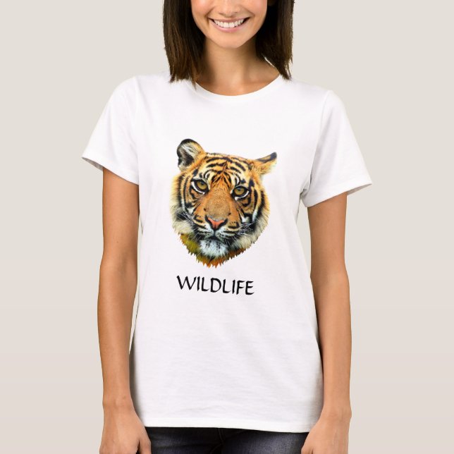 Camiseta Rosto de Animal Tigre Selvagem (Frente)