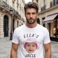 Rosto de Bebê Personalizado Foto Texto Novo Tio