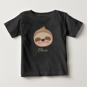Camiseta Rosto de Bebe Preguiça Fofo Com Nome Personalizado