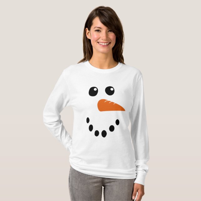 Camiseta Rosto de Boneco de Neve (Frente Completa)