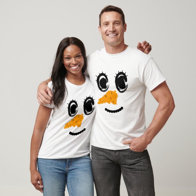 Camiseta Rosto de Boneco de Neve ; Presente de Família Comb (Unissex)