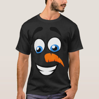 Camiseta Rosto de Boneco de Neve Sorriso Natal Engraçado Ha