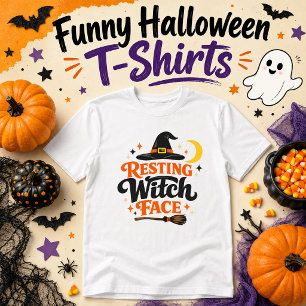 Camiseta Rosto de Bruxa Relaxada Funny Halloween