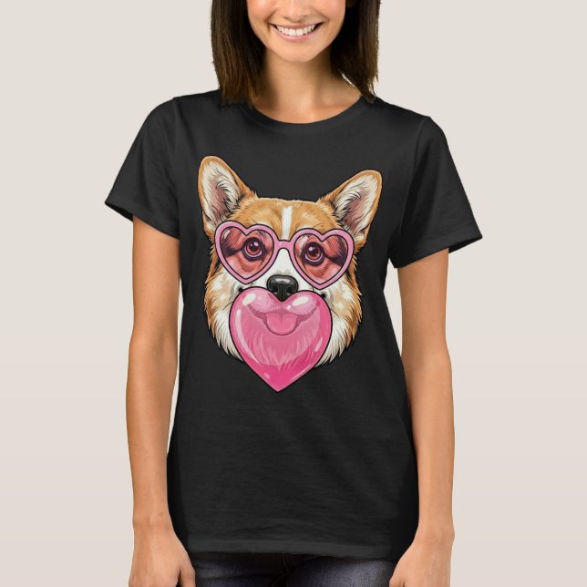 Camiseta Rosto de cachorrinho engraçado e fofo de Corgi com (Frente)