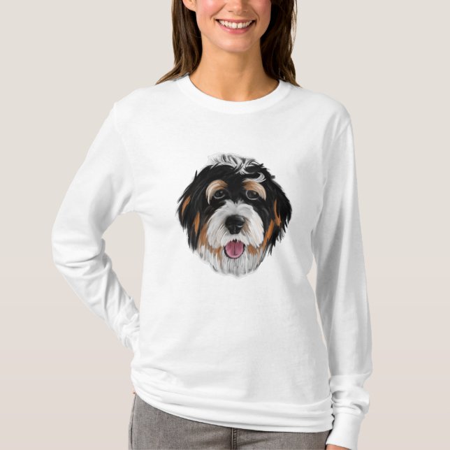 Camiseta Rosto de Cachorro Bernedoodle (Frente)