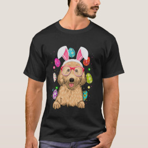 Camiseta Rosto de Cachorro Labradoodle Coelho Fofo Ovos de