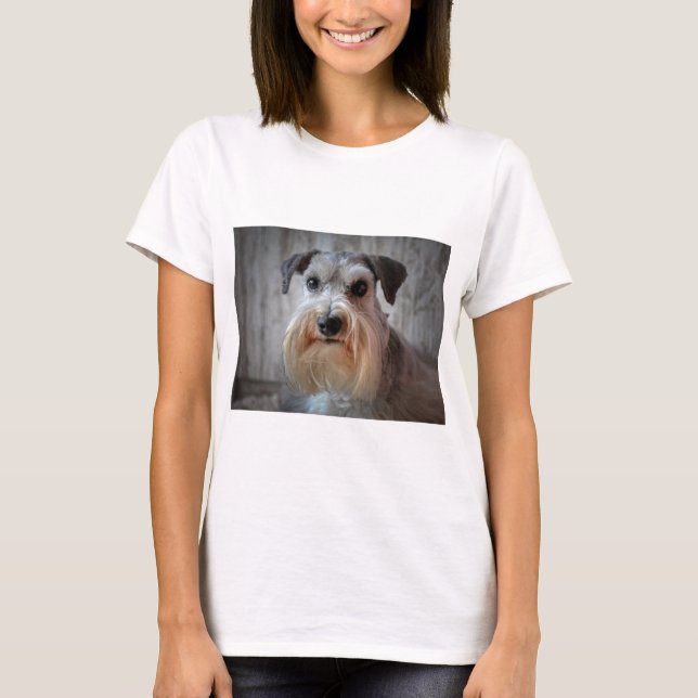 Camiseta Rosto de Cachorro Schnauzer (Frente)