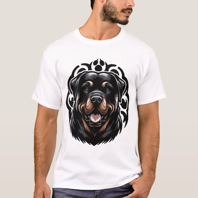 Camiseta Rosto de cão Rottweiler (Frente)