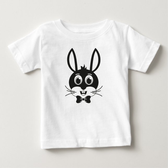 Camiseta Rosto de Coelho Bonito Menino Desenho Animado Pásc (Frente)