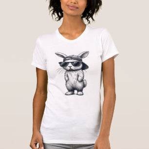 Camiseta Rosto de Coelho com Óculos de Sol Boné Dia de Pásc