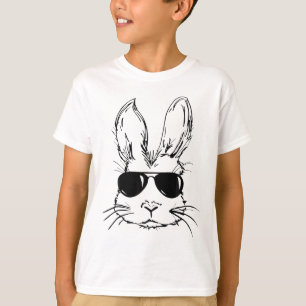 Camiseta Rosto de Coelho com Óculos de Sol para Meninos Hom