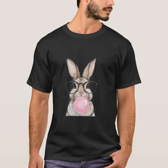 Camiseta Rosto de Coelho com Óculos Tie Dye Dia Feliz de Pá (Frente)