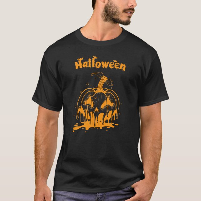Camiseta Rosto de derretimento da abóbora do Halloween (Frente)