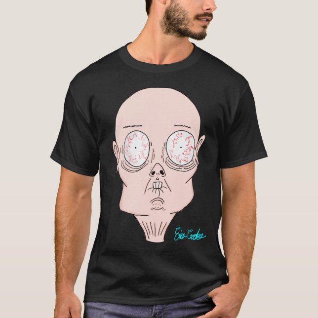 Camiseta Rosto de desenho animado assustado engraçado (Frente)