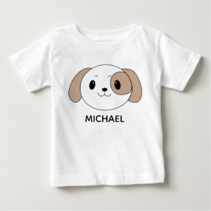 Camiseta Rosto de Desenho Animado de Cachorrinho Bonito Per