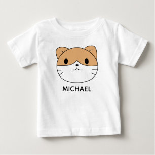 Camiseta Rosto de Desenho Animado de Gato Fofo Personalizad