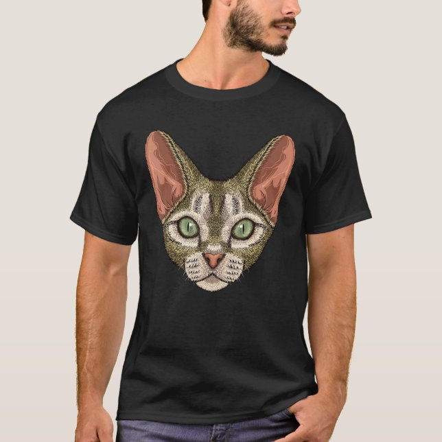 Camiseta Rosto de Devon Rex Gato Devon Rex Fofo Raça de Gat (Frente)