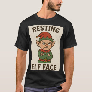 Camiseta Rosto de Elfo em Repouso – Humor Natalino Mal-Humo