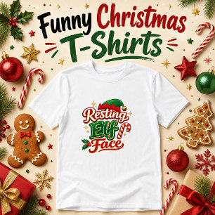 Camiseta Rosto de Elfo Relaxado Humor Natalino Engraçado
