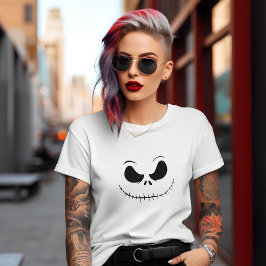 Camiseta Rosto de Esqueleto Divertido e Assustador