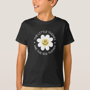 Camiseta rosto de flor fofa com citação motivacional