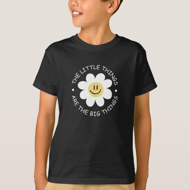 Camiseta rosto de flor fofa com citação motivacional (Frente)